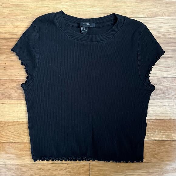 Forever 21 Ribbed Cropped Tee - Size M - Picture 1 of 3